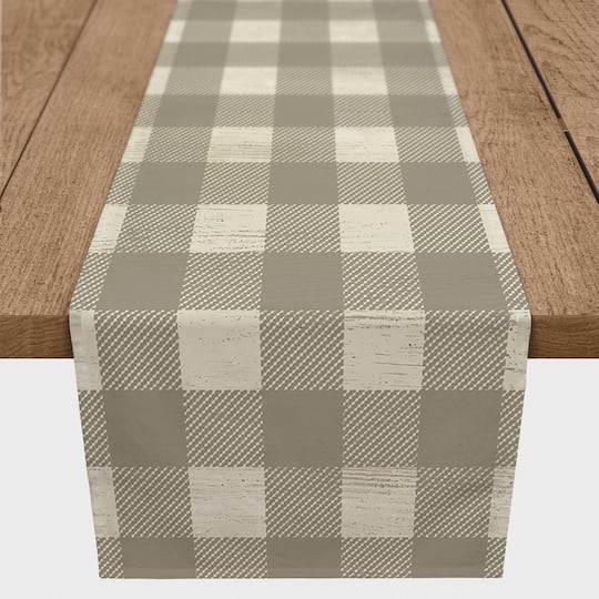 90" Taupe Buffalo Check Cotton Twill Runner